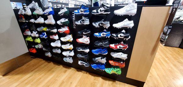 Football cleats selection. We chose the royal blue ones.