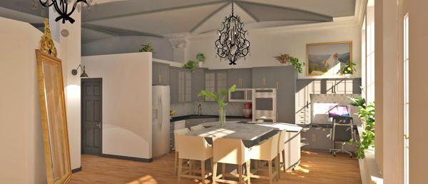 Rendering of a kitchen in downtown Denver