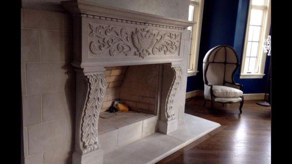 Limestone Fireplace