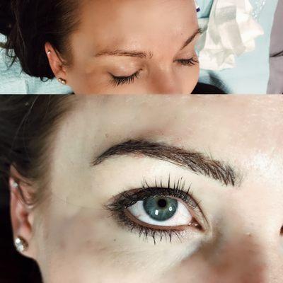 3D brow micro blading tattoo             Before & After