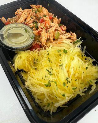 Buffalo chicken with spaghetti squash