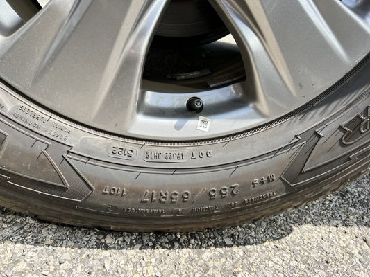 Incorrect tire.