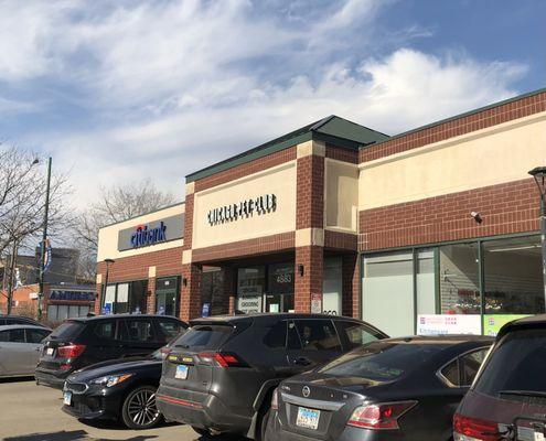 Strip mall storefront.