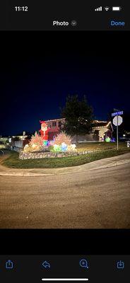 More Christmas light! whole front and side of property on a corner lot