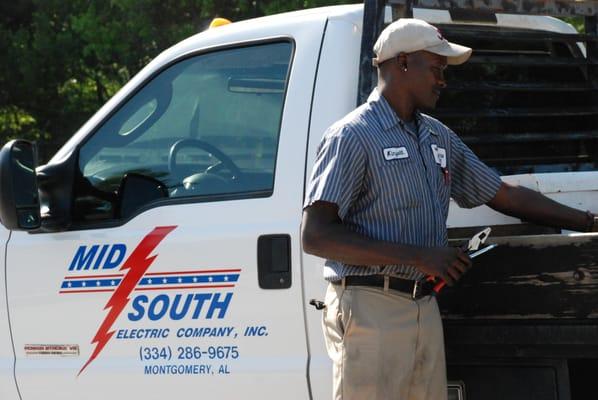 You will be able to easily recognize Mid-South Electric Co., Inc. service vehicles & employees...