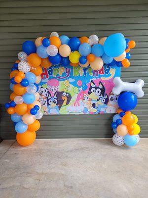 "L" shaped Balloon Garland with Backdrop