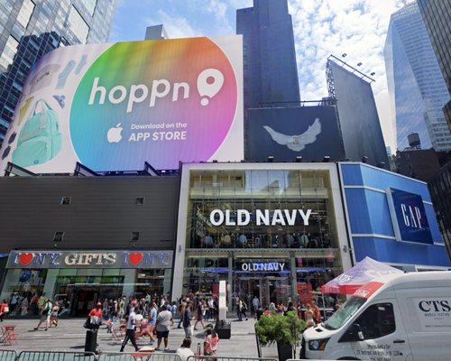 Exterior Old Navy  in Time Square with Hoppn Billboard