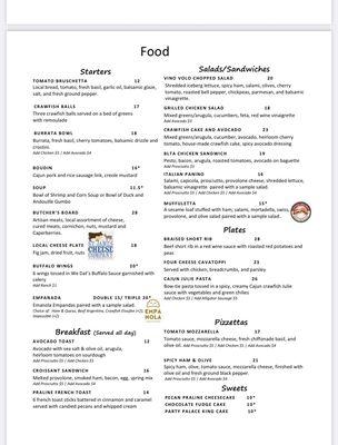 Latest menu