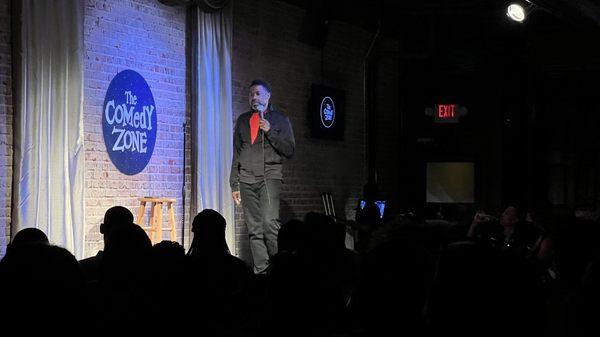 Opening act Joe Fox on stage starting the show for Tony Rock.