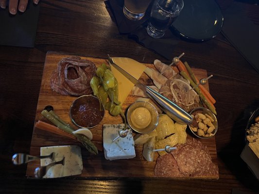 Meat and cheese board - yum!!