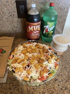 Salad and sodas