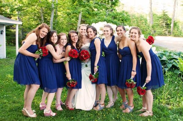 My bridesmaids and I at my wedding on the coast of Maine!