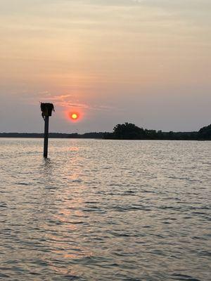 Beautiful sunset in front of Harry's.