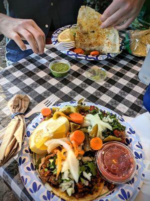 combo tacos, and a veggie quesadilla