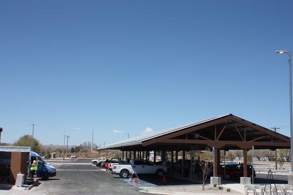 Covered parking at the Montaño Rail Runner Station