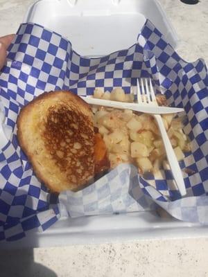 Chicken chipotle sandwich and potato salad..pretty good for $10