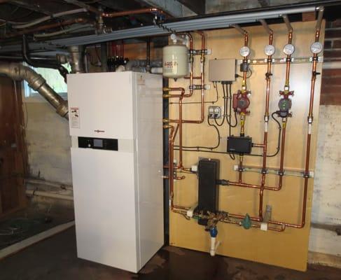 Viessmann 222F cabinet boiler with built-in DHW tank