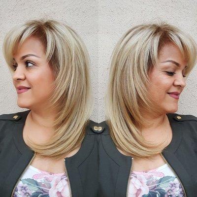 Blonde (partial highlight) with face frame layer cut