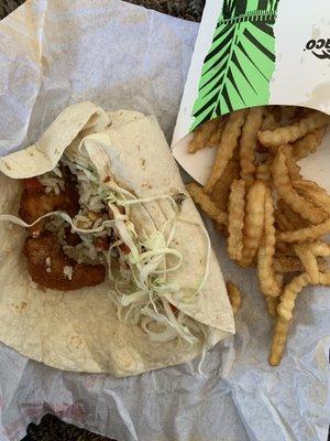 Shrimp burrito + macho fries