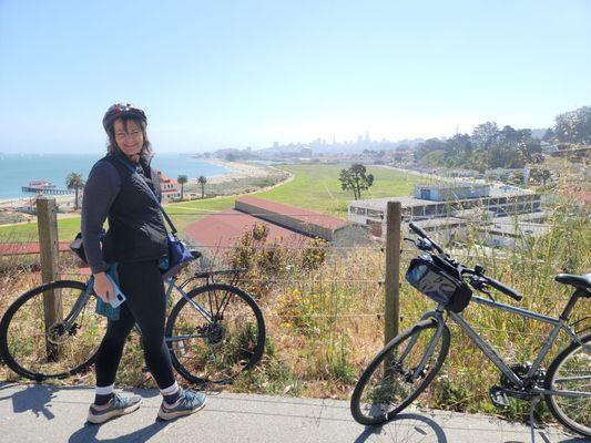 Looking back over Crissey Field on our way to the Golden Gate Bridge.