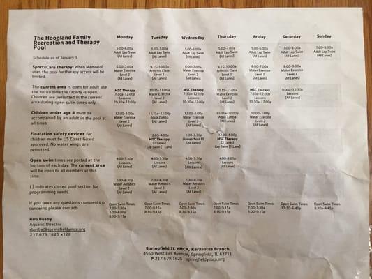 Pool schedule