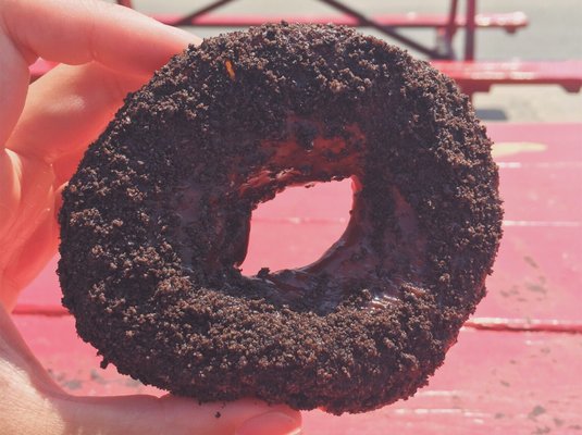 Chocolate glazed with Oreos toppings