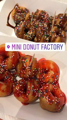 Chocolate and Strawberry Mini donuts-fresh fried, too cute. This was kiosk inside Gurnee Mills $8 ish...their lemonade is good! 10.1.17