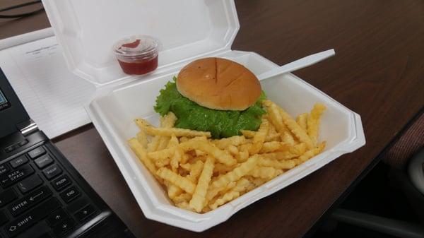 Pork burger with fries