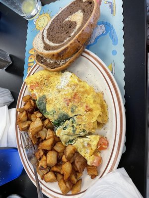 Mediterranean omelette with rye toast