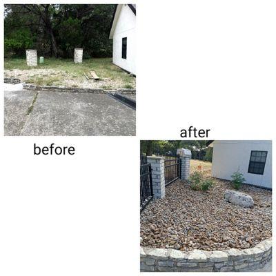 Gravel plants and steel fence installation