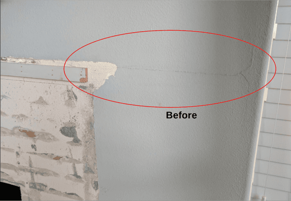 Before - showing crack on one side of our wall