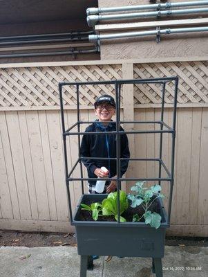 Our garden club was able to send home garden beds to the family that wanted grow some vegetables at home.