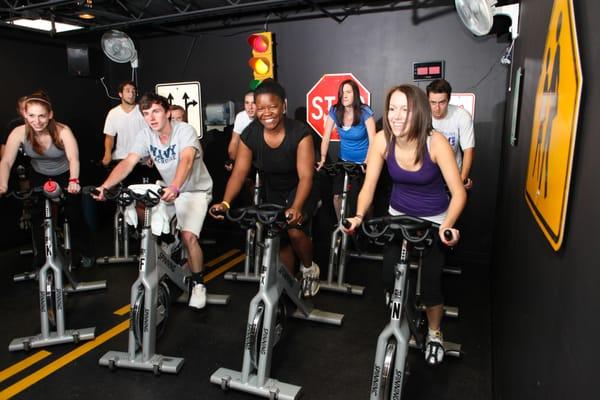 Spinning Studio at the Mandell JCC. Photo credit: Lorraine Greenfield.