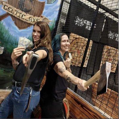 the badass two who won big at a axe throwing tournament