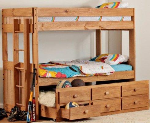 Bunk bed with trundle bed; plus 3 drawers of storage.