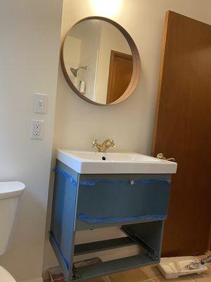 Mirror and vanity installation