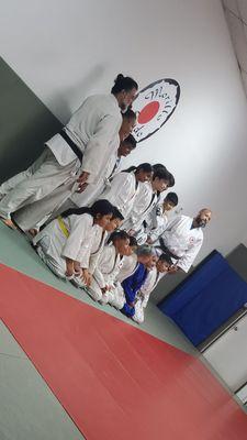 Sensei Morillo and Sensei Carson with youth class.