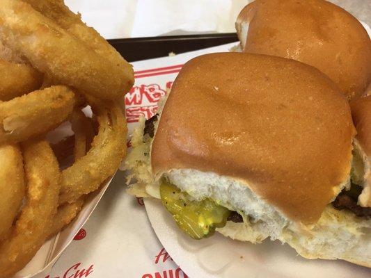 Hamburger and Onion Rings