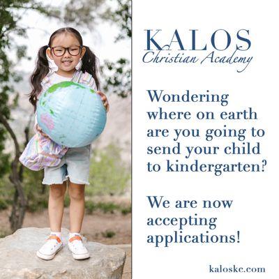 Serving the Kansas City Northland, Kalos Christian Academy is taking applications for Kindergarten.