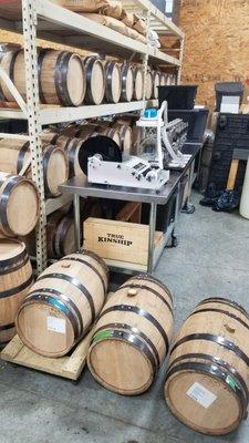 Barrel aging and bottling area