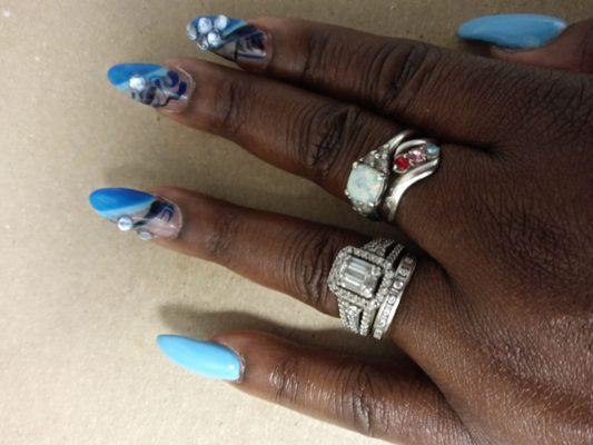 Nails by Crystal at Candy Shop Nail Salon in Euclid, Ohio.  Free hand art...