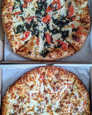 Margherita and Mediterranean pizzas