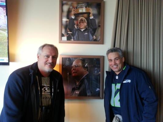 Hanging out in the West Lounge of CenturyLink Field, before the NFC Championship game between the Packers and Seahawks on Jan...