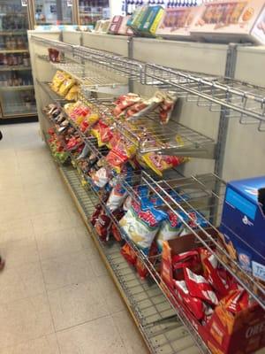 Empty chip aisle.