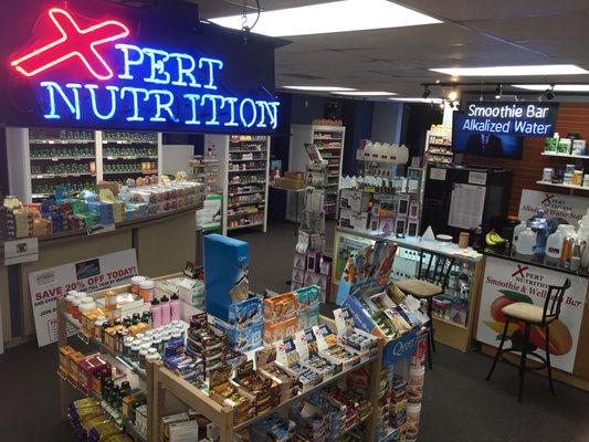 Great selection of vitamins, herbs and sports supplements. Also has a smoothie bar and alkaline water station!