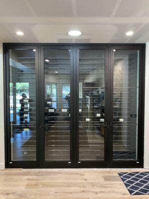 Wine closet with thermal storefront doors installed today by our installers. It turned out beautiful!