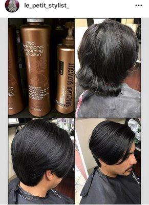 Brazilian blowout if interested ask for me at Salon Cielo covina my name is Cynthia Obregon.