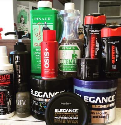 A few of the products we use and offer at the shop.