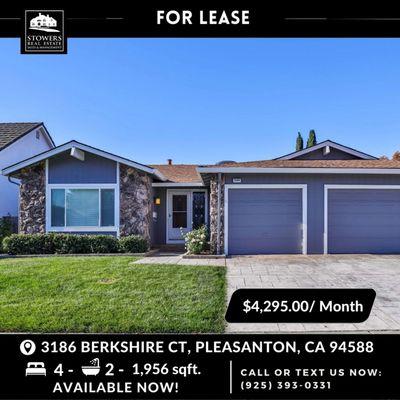 For Lease - 3186 Berkshire Ct, Pleasanton, CA