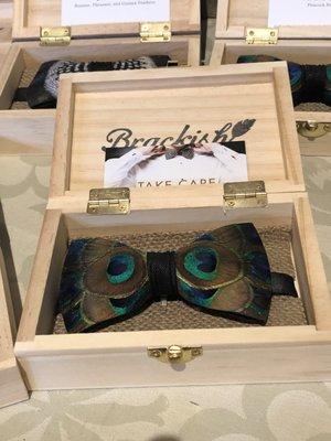 A peacock design bow tie.